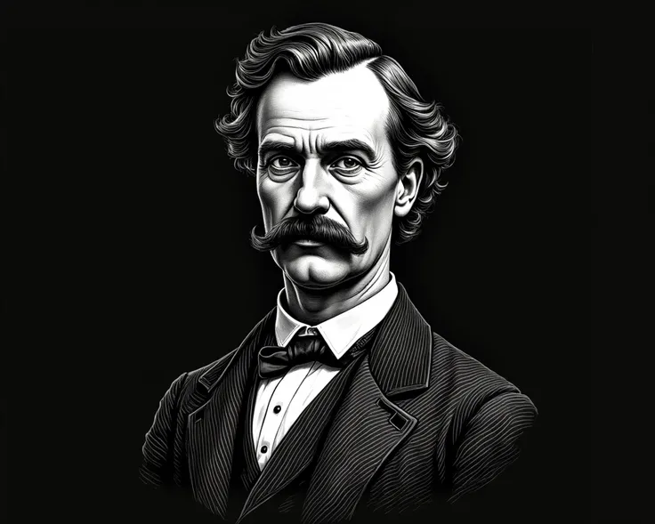 


Create an illustration featuring a vintage portrait of a man with a mustache and formal attire, reminiscent of 19th-century etching or engraving art style. Ensure the composition combines the classic portrait style with the contemporary typography for a...