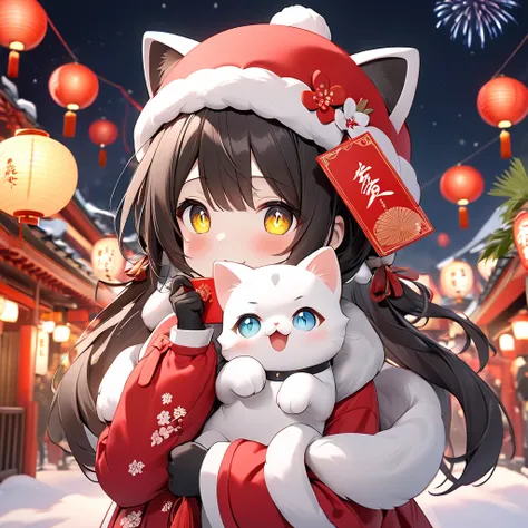 一隻可愛的貓咪Holding a red envelope

1. 3D rendered style ： achieves subtle and three-dimensional visuals， makes the cat look more energetic 。
2. Styling Cute ： rounded black pupils Eyes ， Expressing the true spirit ， brings a touch of love 。
3. Coat color：  cat...