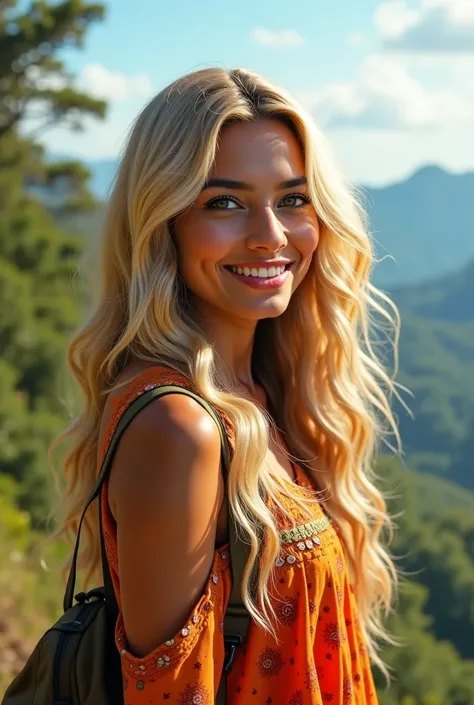 Indian young and beautiful blonde girl image  traveling image 