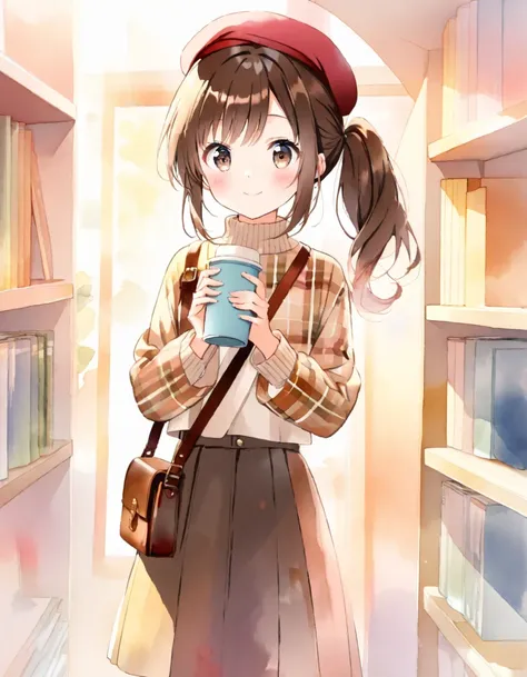 (ultra detailed:0.7), cover image, (soft pastel tones, watercolor, (bright color:1.3), transparent, gradation, harmonious and calm atmosphere:1.1),
1girl, , Elementary school girl, brown hair, big eyes, black eyes, side ponytail, smile, blushful, cute, kaw...