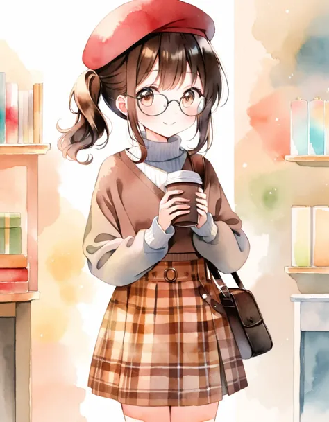 (ultra detailed:0.7), cover image, (soft pastel tones, watercolor, (bright color:1.3), transparent, gradation, harmonious and calm atmosphere:1.1),
1girl, , Elementary school girl, brown hair, big eyes, black eyes, side ponytail, smile, blushful, cute, kaw...