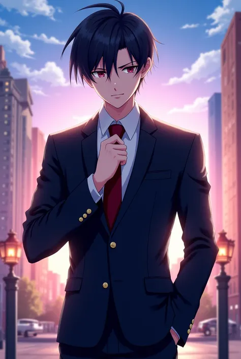 Create a wallpaper holding his tie anime