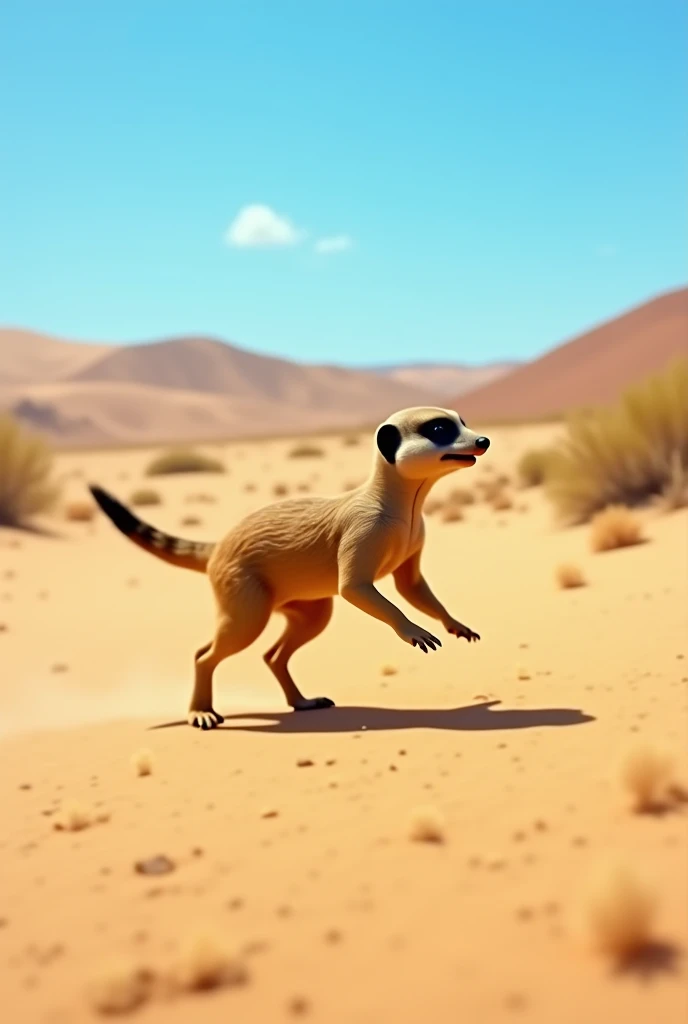 Use that meerkat as example and make a photo of a meerkat running or jogging