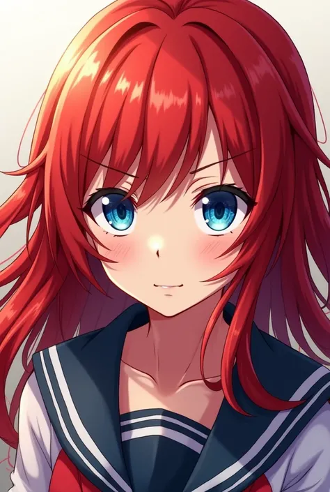 Capture of Boku no hero Blue eyes long red hair female gender 