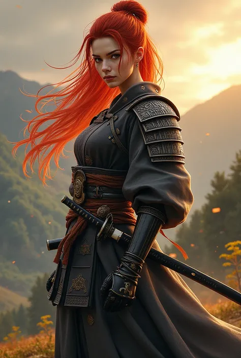 Beautiful redheaded samurai 