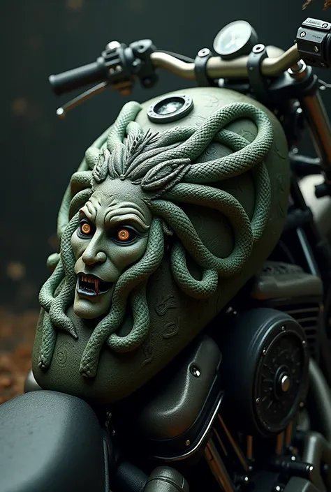 (photorealism:1.2), medusa themed motorcycle tank generate another one



