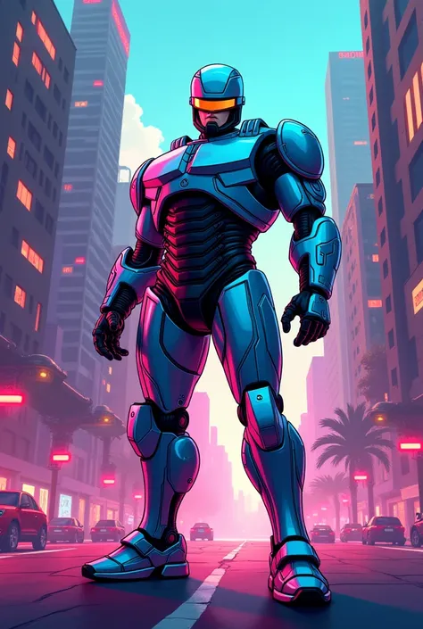 Robocop in cartoon style 