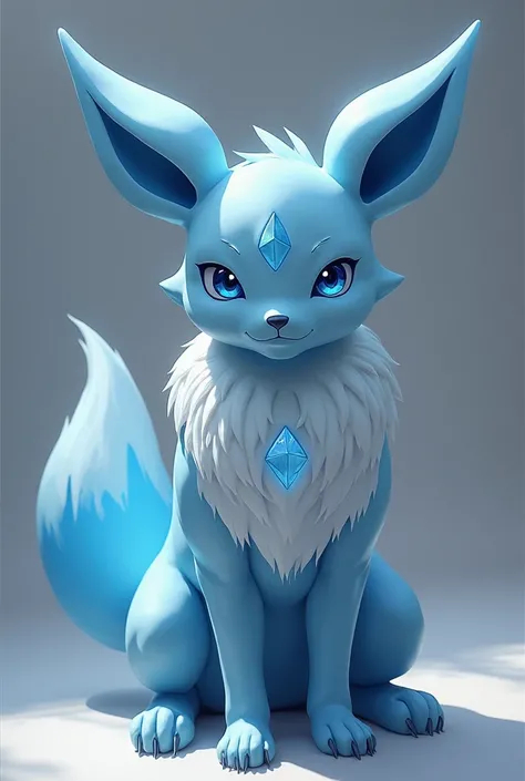 Naked anthro pokemon glaceon with a huge cock