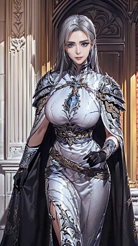 (best quality:2.0), (extremely detailed:2.0), (highly detailed:2.0),(Chario, the leader of the Silver Sword Knights, dressed in a noble, intricately designed silver knight’s armor, with a flowing cloak, exuding an air of unwavering leadership and confidenc...