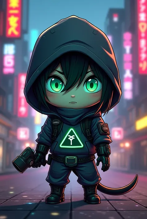 Kali linux operating system logo mixed with free fire game as a chibi anime charecter