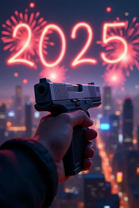 Happy new year 2025 on gun