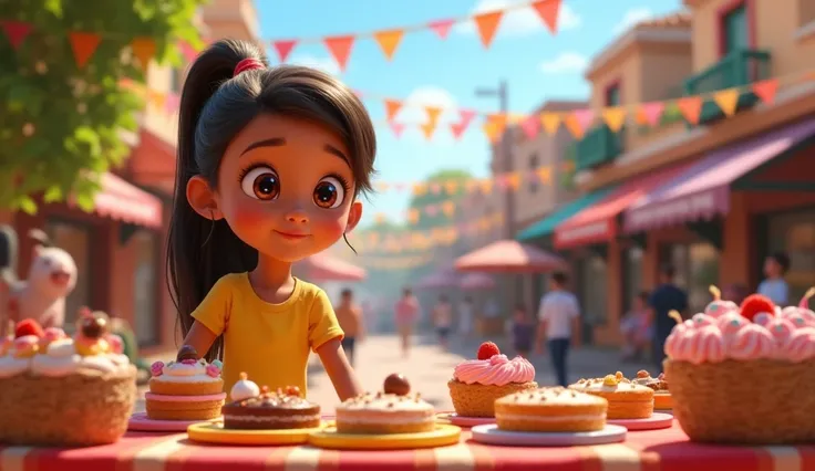 Disney Pixar style (Riya organizes a bake sale to raise money