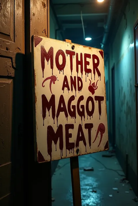 Mader meat with maggot meat sign 