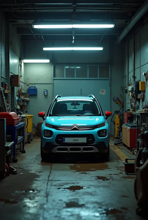 A Citroën C2 broke down in a garage 