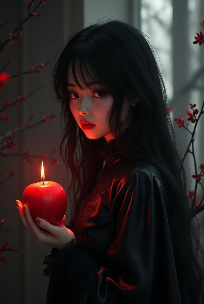 ((RAW Photo), absurd, (absurdresolution)), masterpiece, best quality, (Extremely detailed 8k unity CG wallpaper), (best illustration), (best shadow), Realistic lighting, beautiful detailed glow, ((21 years old)), girl, long black hair, black queen, accesso...