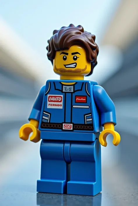 Fernando Alonso Formula 1 driver 2005 version blue clothing without helmet Lego version 