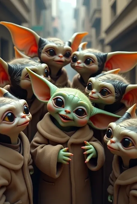 Gremlins con grogu.selfie