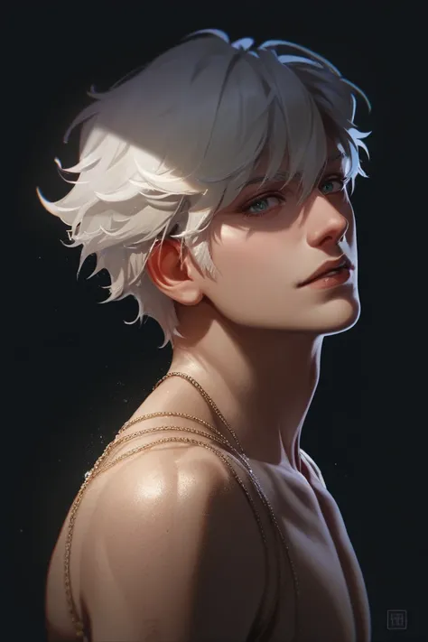 Ultra réaliste, white hair, musclé, High Resolution, Work of art,  Best Quality, Textured skin,  Very detailed ,  high quality, Fine details, HD model