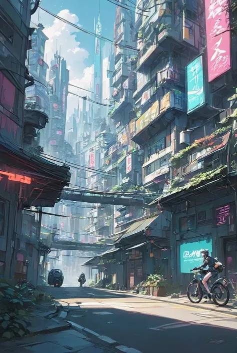 Bike　 cyberpunk　Townscape