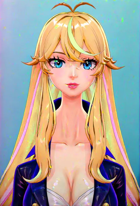 (8k, RAW photos, top quality, masterpiece: 1.2), (High Quality), ray tracing, HDR, (High Details), (Face detail), (Shadow Detail), 1girl, solo, ariellevt, 3d, 3d render, vtuber, sexy, long hair, streaked hair, blonde hair, sexy, trench coat, sfw, 