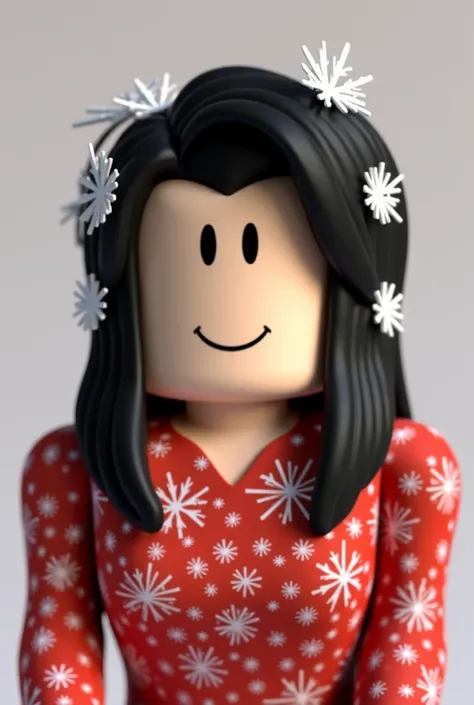 Create a Roblox character with black hair plus the hair outfits are white I want him to have a Christmas theme in his blouse and in the other image you generate send me the texture of the shirt