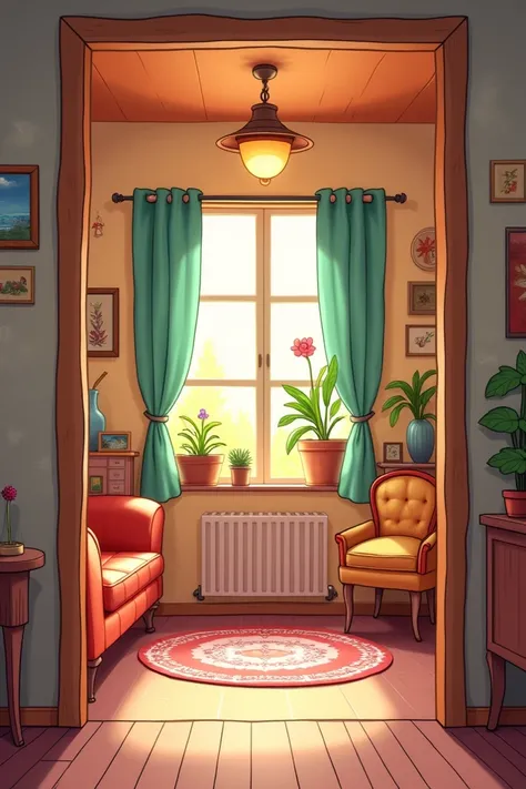 Cartoon background,inside home,