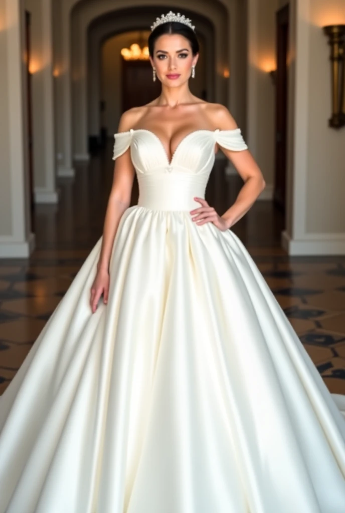 Elena Lasconi from Romania, president candidate in white wedding dress with large boobs 