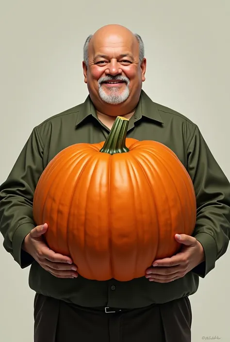 Fat President Lula holding a pumpkin