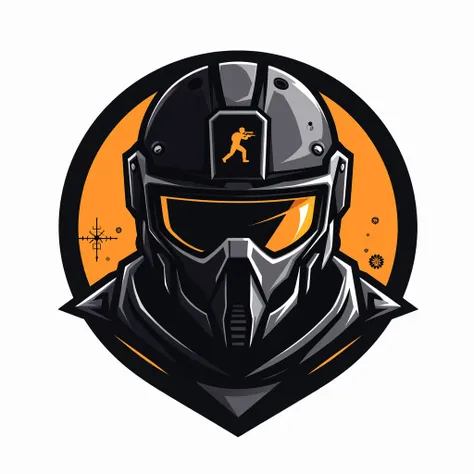 ((Minimalist logo art-style)), (high-quality, clean design)), A **minimalist logo** featuring a **male soldier** with a **fixed, intense gaze**, stylized with bold, clean lines and a sleek silhouette. The soldier wears a **modern tactical helmet** with sub...