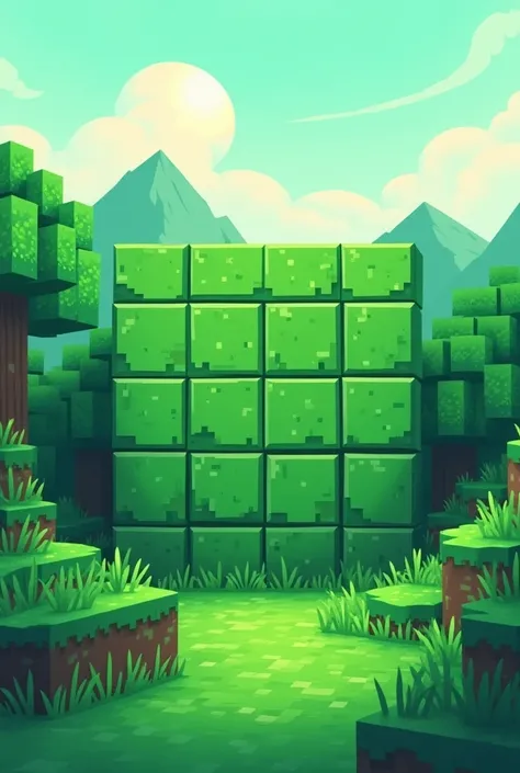 Green and pretty square-shaped 2D Minecraft wall