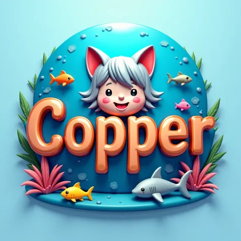 3D Text CopperLogo Design
Silver headed man wearing cat ears
Name Copper
There is a cute shark, there are also fish, and it turns blue.
Mild
