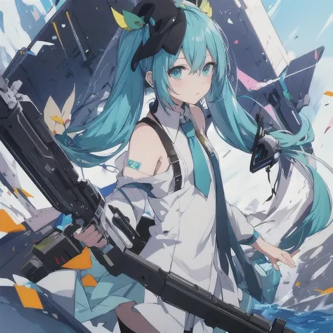 Hatsne miku with a fucking GUN