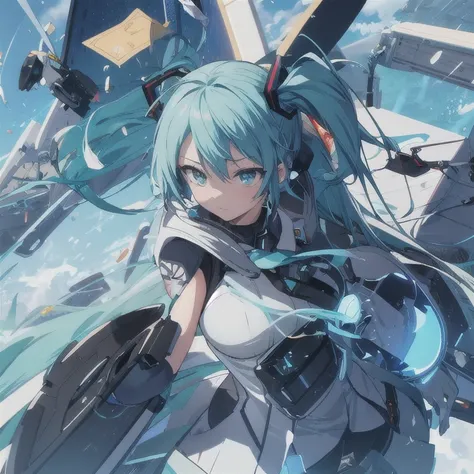 Hatsune miku with a riot shield