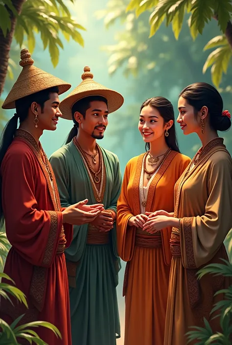 Picture of 3 lai male and 2 female talking 