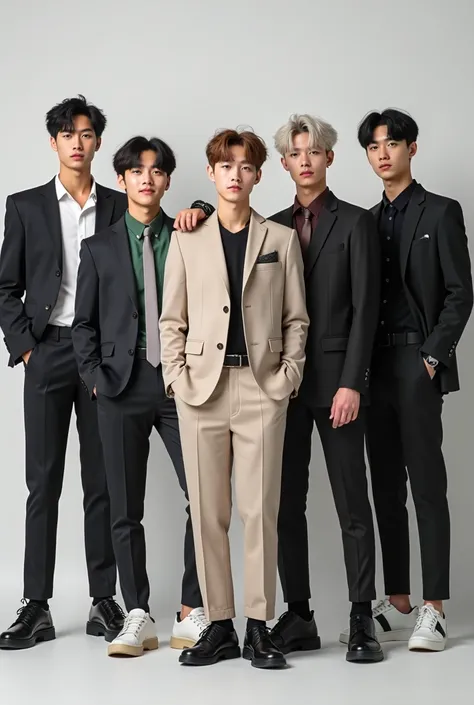 Kpop boy group 
1. Zian (Leader)
Appearance: Sharp features, sleek dark hair, tailored suits.
Personality: Calm, strategic, natural leader.


2. Rael (Vocalist)
Appearance: Soft look, wavy light brown hair, pastel fashion.
Personality: Gentle, nurturing, s...