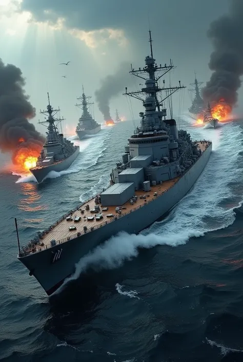 World War III ships in battle