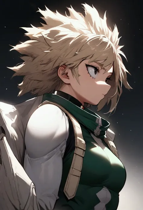 My hero academia, girl with ash blonde spikey hair and black eyes