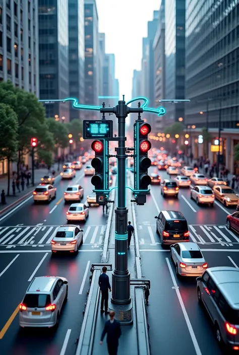 Generate an image of ai based traffic signal optimization 