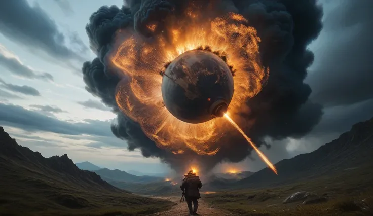   ,  high definition  ,  middle world lord of the rings , a meteor flies burning across the face of the sky ,   two old peasant farmers see the meteor, wide angle camera  