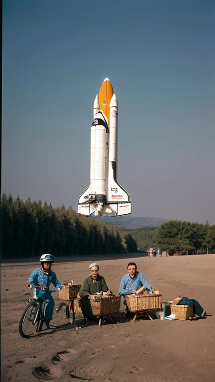  a very rare photo from 1969 ,  MASA space shuttle and Hungarian astronauts with bicycles and picnic baskets ,on the Moon !.  Hungarian and FIDESZ flags flutter in the background !