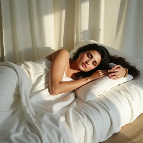 Parineeti Chopra lay in the serene quiet of her bedroom, the morning light filtering through the sheer curtains casting a soft glow across the room. She was nestled comfortably in her bed, the crisp white bedsheet draped loosely around her, offering a star...