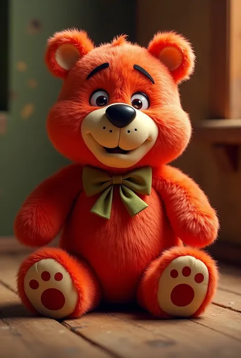 Create me images of the Yogi bear in the form of a teddy bear that the Yogi bear is a red color