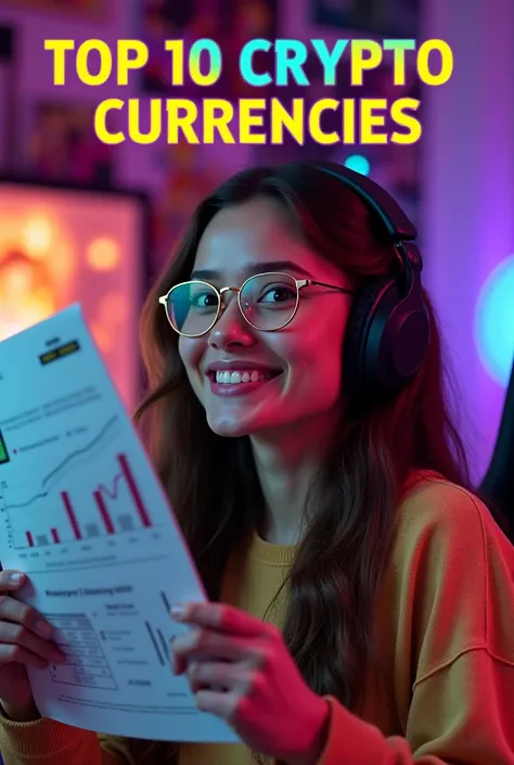 Design a vibrant YouTube thumbnail for a vdeo titled TOP 10 CRYPTO CURRENCIES YOU MUST BY IN 2025. Use bold and colorful text, with TOP 10 CRYPTO in purple and cyan, CURRENCIES YOU in bright bold yellow and magenta, and MUST BUY IN 2025 in White and burgun...