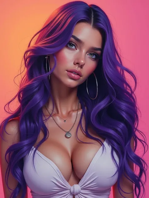 Beautiful woman with purple hair with perfect sexy body