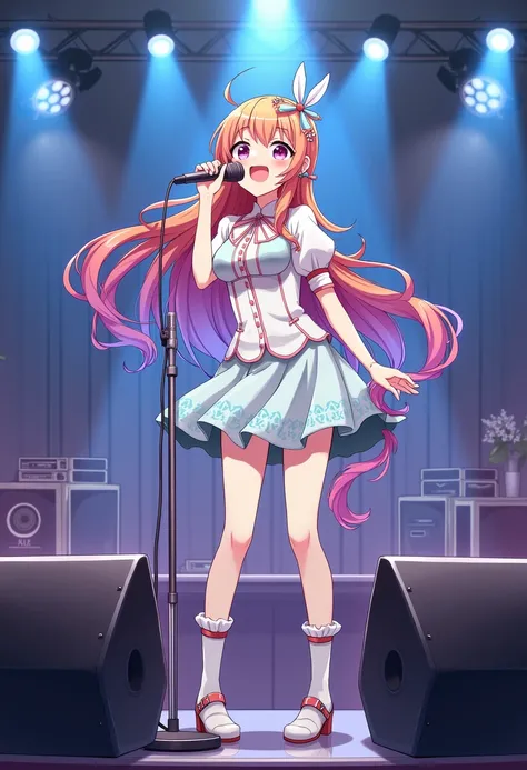 anime women sings microphone 