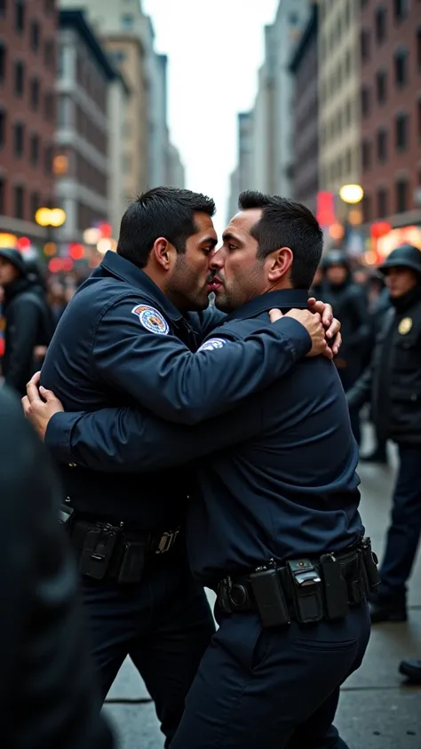 a man being beaten by a violent police officer, citizens around, in an urban center, realistic, cinematic lighting, high contrast, dramatic atmosphere, detailed facial expressions, gritty, raw, documentary style, social commentary, impactful, powerful