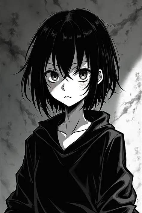  I want to generate an image of a character , Its called Zani from Wuthering Wave ,  I would like it to be in black and white manga style