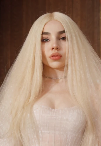 Ava max clear clean hd realistic 、highest quality、ava max in dress  , looking at camera,  