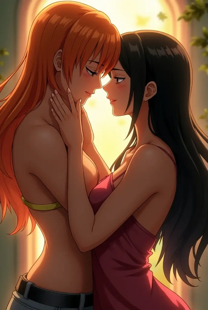 Two lesbian anime girls in a bikini