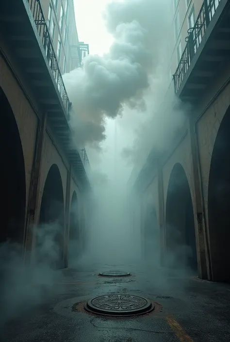 
Smoke from the culverts
used New York manhole steam funnels